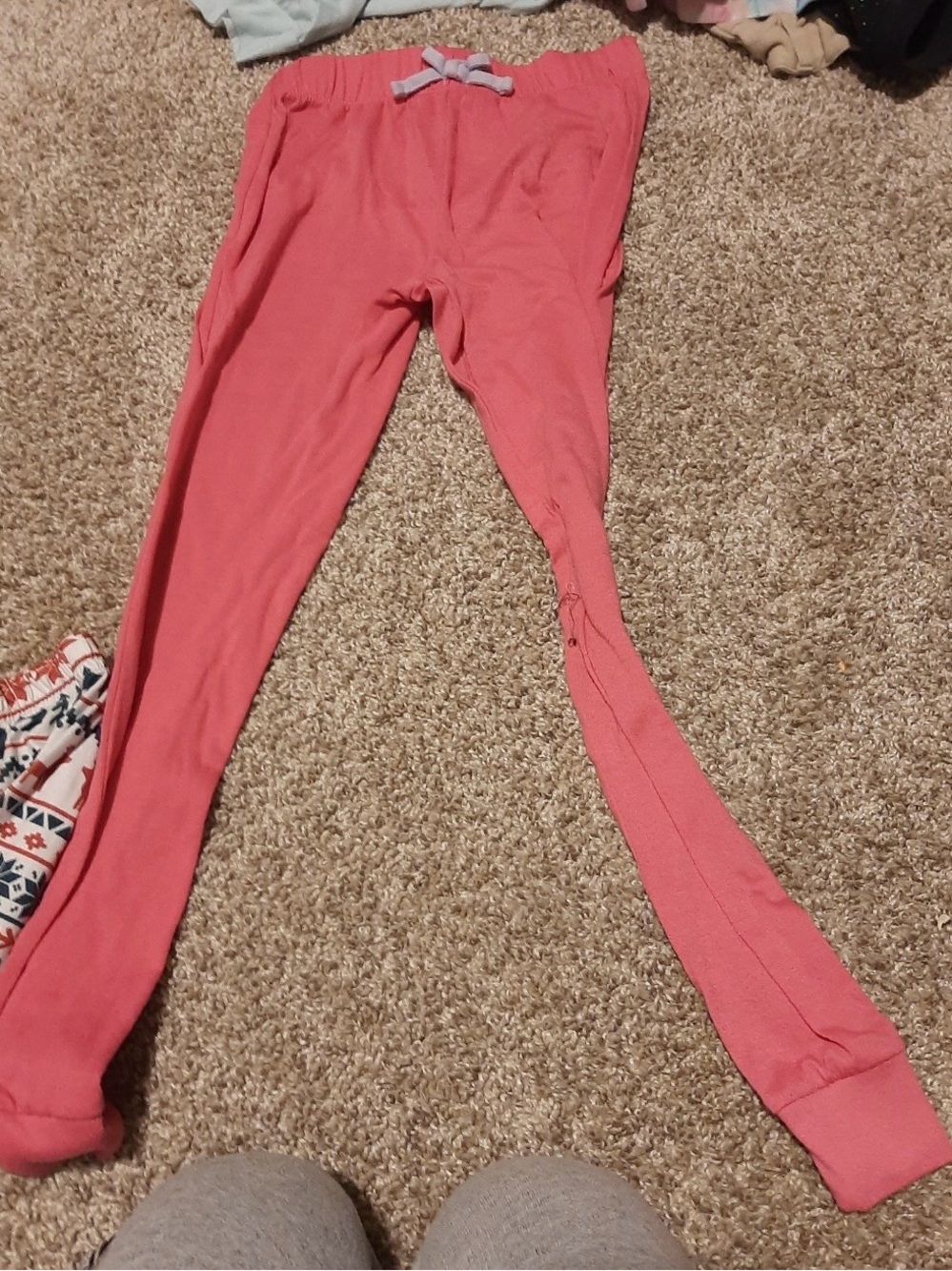 Girls' Pink Knit Lounge Bottoms with Drawstring